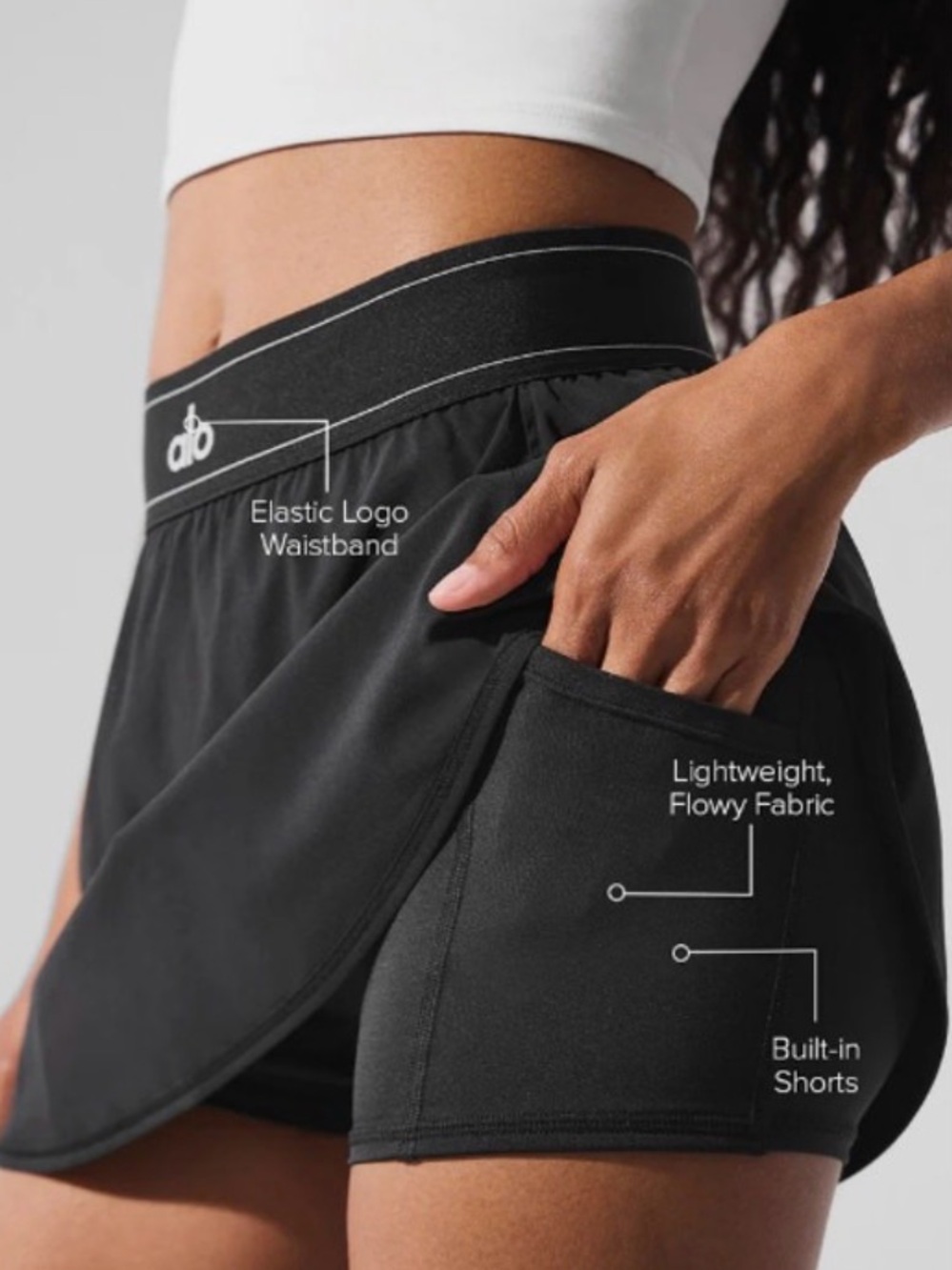 ALO Yoga Black Flared Match Point Tennis Skirt - Picture 6 of 9